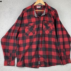 Wrangler Shirt Shacket Mens 3XL Red Black Buffalo Plaid Button Up Western Soft